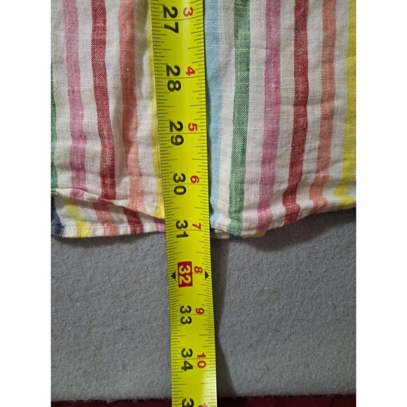 Cremieux Collection Shirt Mens XL 100% Linen Long Sleeve  Rainbow Stripes - Picture 6 of 7